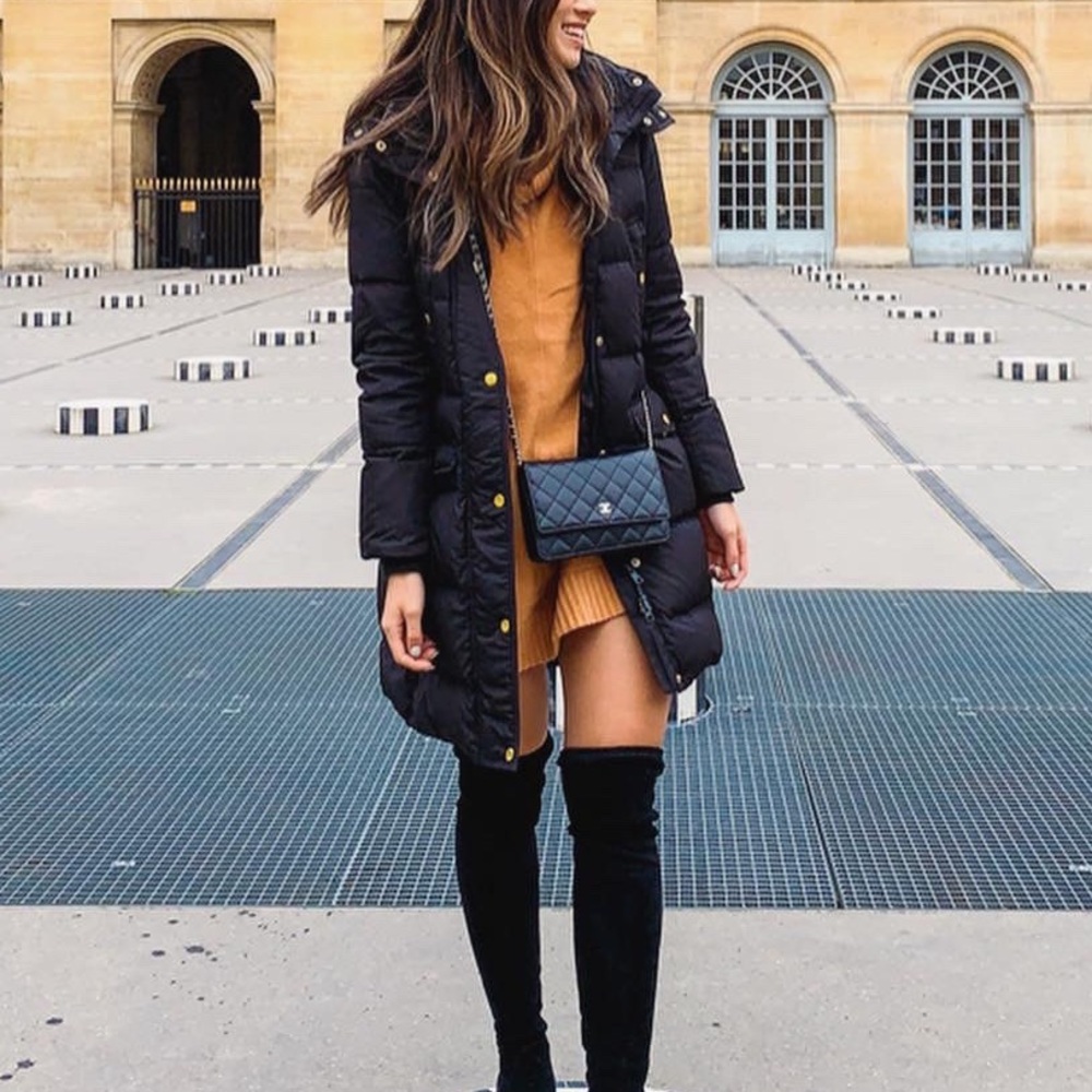 Jcrew black belted puffer coat XXS